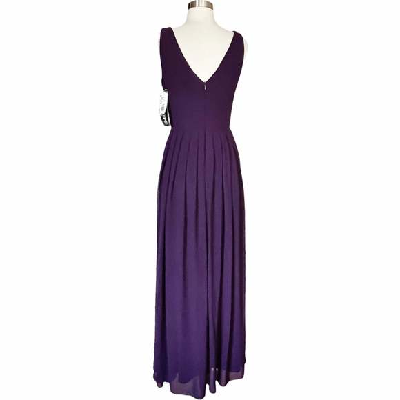 XSCAPE Purple Embellished Dress A-Line Chiffon Pleated Skirt Sleeveless Gown 6 - Picture 10 of 13